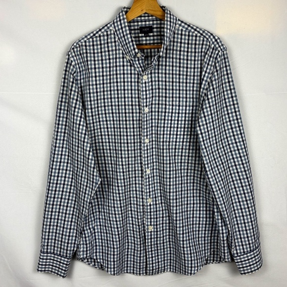 J Crew Men's Long Sleeve Slim Button Down Shirt Sz L Cotton Plaid Casual Preppy - Picture 1 of 9